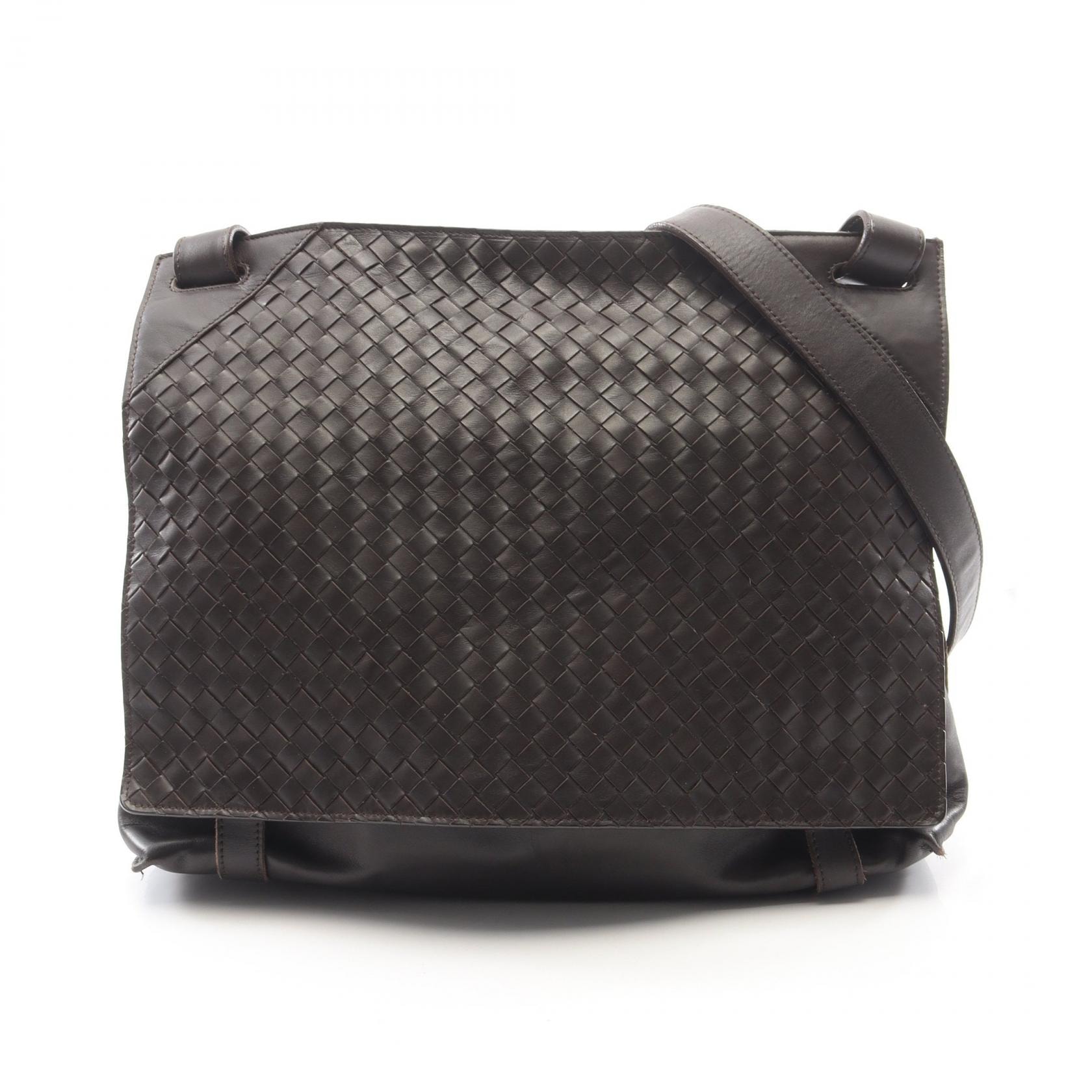ボッテガヴェネタ BOTTEGA VENETA イントレチャート ショルダーバッグ バッグ レザー メンズ ブラウン系 【中古】