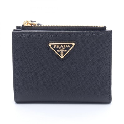 プラダ PRADA SAFFIANO TRIANG 二つ折り財布 財布 サフィアーノレザー レディース ブラック系 1ML050QHHF0002 【新品】