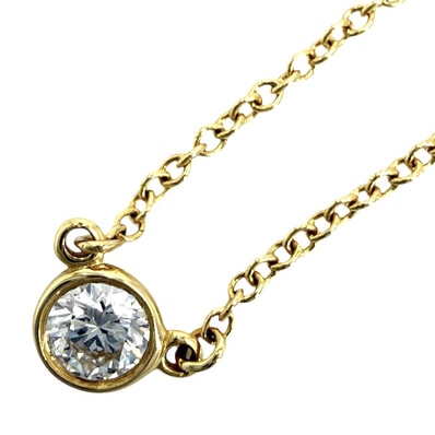 TIFFANY&Co. ティファニー ネックレス バイザヤード シングルダイヤモンドペンダント ジュエリー アクセサリー 一粒ダイヤ 18金YG Au750 K18イエローゴールド ダイヤモンド レディース 約1.8g 美品【中古品】