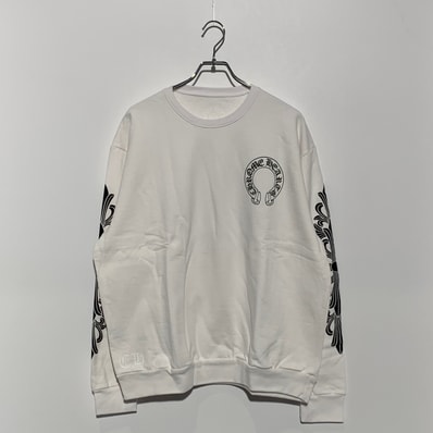 Chrome Hearts Floral Cross Horseshoe Back Print Sweatshirt "White"