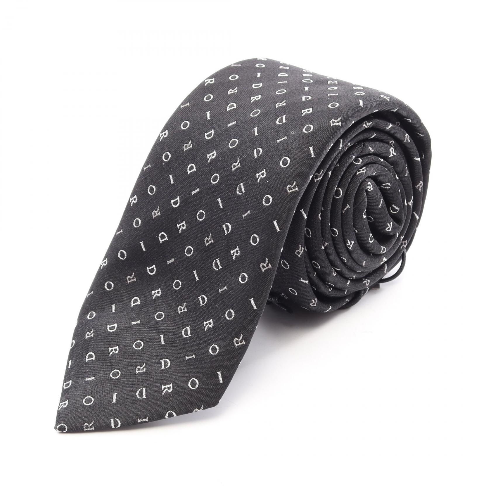 ディオール Dior ロゴ総柄 ネクタイ 衣料品 シルク メンズ ブラック系 【中古】