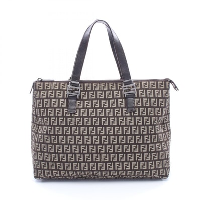 フェンディ FENDI ズッキーノ トートバッグ バッグ キャンバス レザー レディース ブラウン系 / ベージュ系 【中古】