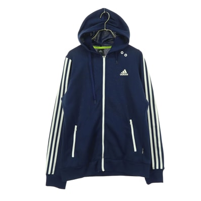 adidas アディダス ワンポイントロゴ 長袖 ジップパーカー M ネイビー
