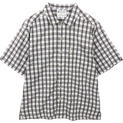 古着 90~00年代 コロンビア Columbia 半袖 コットン チェックシャツ ボックスシャツ メンズM相当 ヴィンテージ/eaa641459