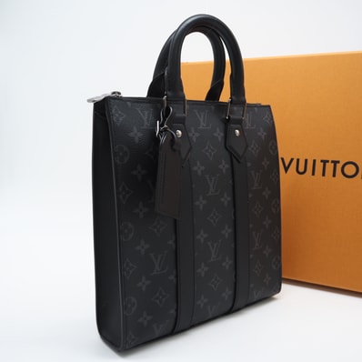 極美品 LOUIS VUITTON ルイ・ヴィトン モノグラム エクリプス サックプラ クロス M46456 ハンドバッグ ブラック グレー コーティングキャンバス レザー メンズ
