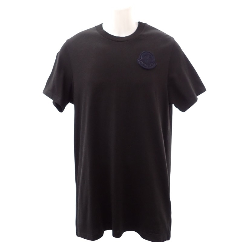 モンクレール ワッペンTシャツ M コットン ブラック メンズ【中古】【Aランク】