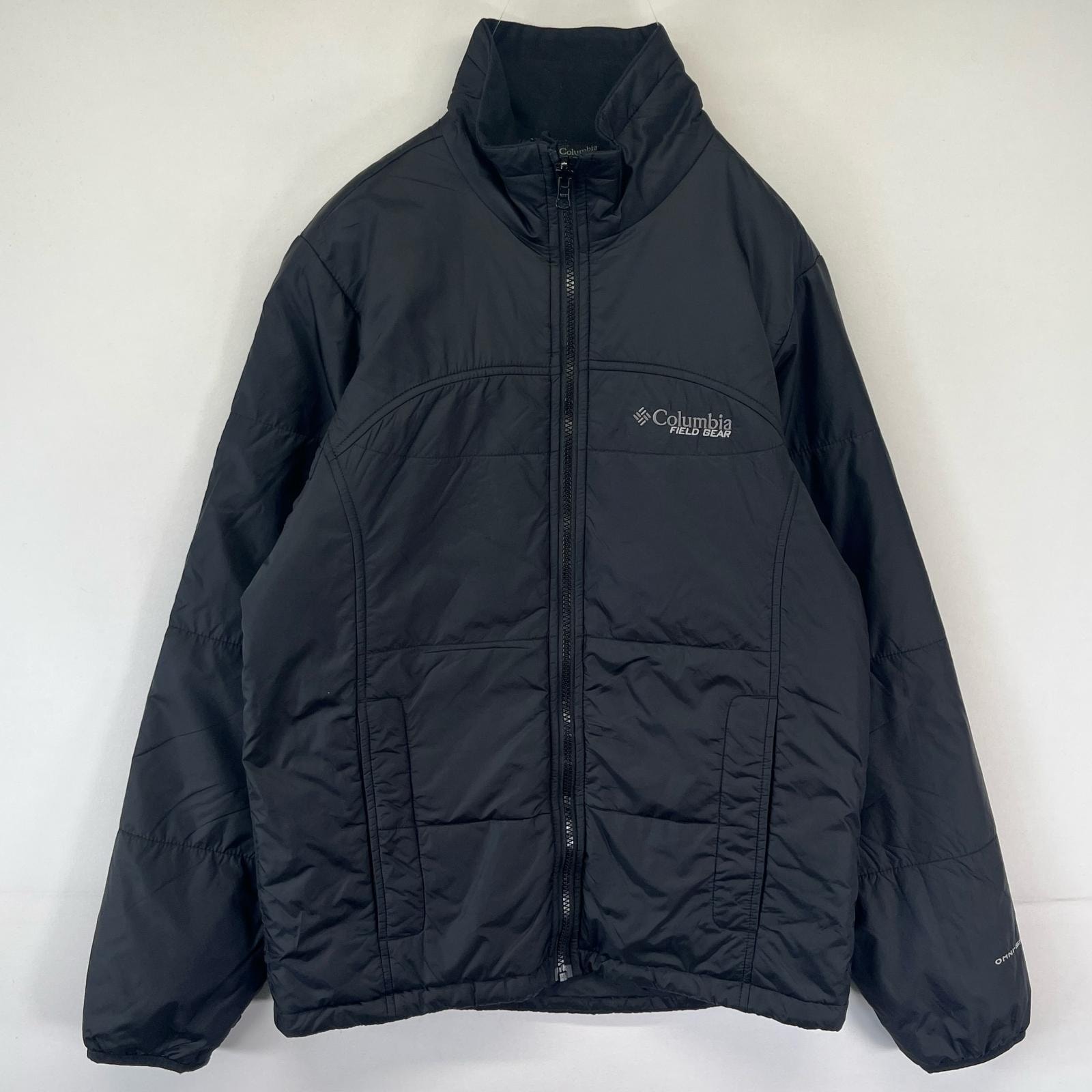 古着 コロンビア Columbia ナイロンジャケット 中綿 ワンポイントロゴ オムニシールド フルジップ S  ブラック メンズ