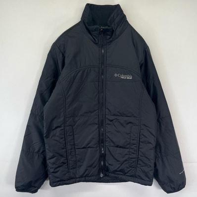 古着 コロンビア Columbia ナイロンジャケット 中綿 ワンポイントロゴ オムニシールド フルジップ S ブラック メンズ