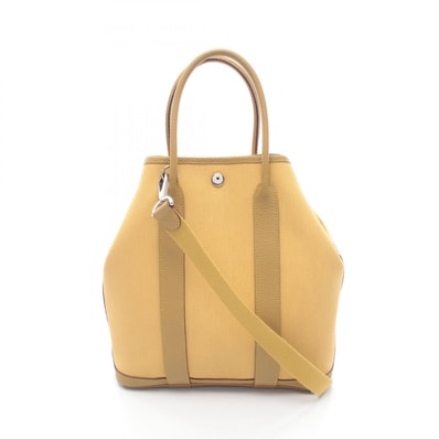 エルメス HERMES ガーデンファイルPM フォイン トートバッグ バッグ キャンバス トワルオフィシエ / ネゴンダ トワルオフィシエ Y刻印(2020年製造) レディース イエロー系 / ベージュ系 【中古】