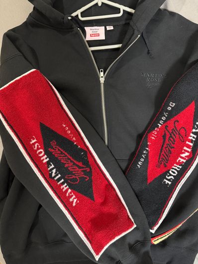 Supreme x Martine Rose Towel Zip Up Hooded Sweatshirt "Black"
