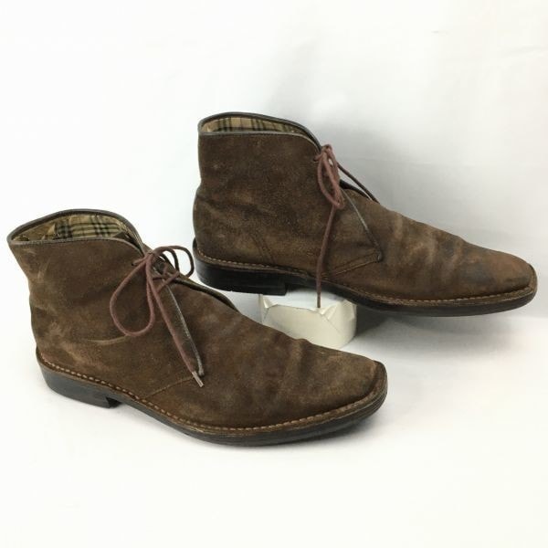 Burberry/バーバリー 本革チャッカブーツ size26.0 ゆったり ダークブラウン/茶/BROWN〉/men's 管No.WZC208