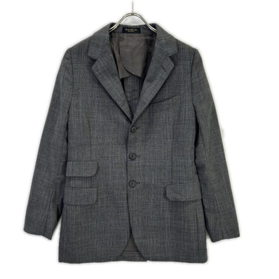ダブルアールエル 782831185001 イタリア製 グレー ウール100 センターベント グレンチェック 3Bテーラードジャケット 36S