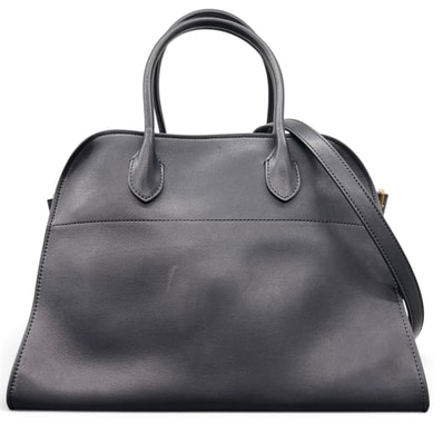 THE ROW 美品 ザロウ Margaux 12 マルゴー12 2way トートバッグ レザー ブラック ハンドバッグ ショルダーバッグ 肩掛け クロスボディ レディース ABランク 中古 鑑定済 ザロウバッグ