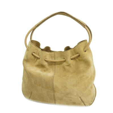 【6dd4565】サルヴァトーレフェラガモ ショルダーバッグ スウェード ライトブラウン シルバー金具【中古】レディース