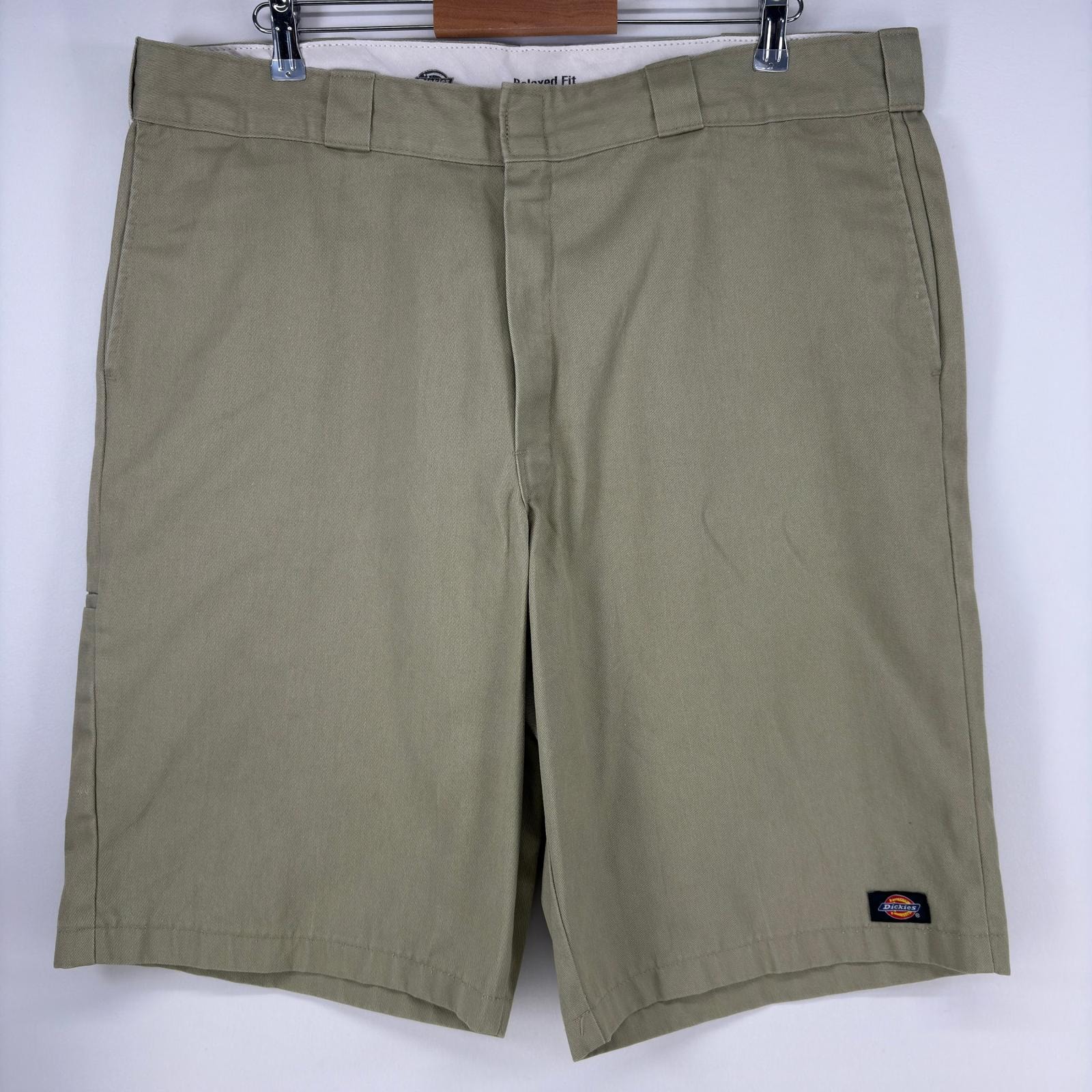 古着 ディッキーズ Dickies ショートパンツ ワーク ツールポケット ジップフライ ワンポイントロゴ ハーフパンツ w42 ベージュ メンズ