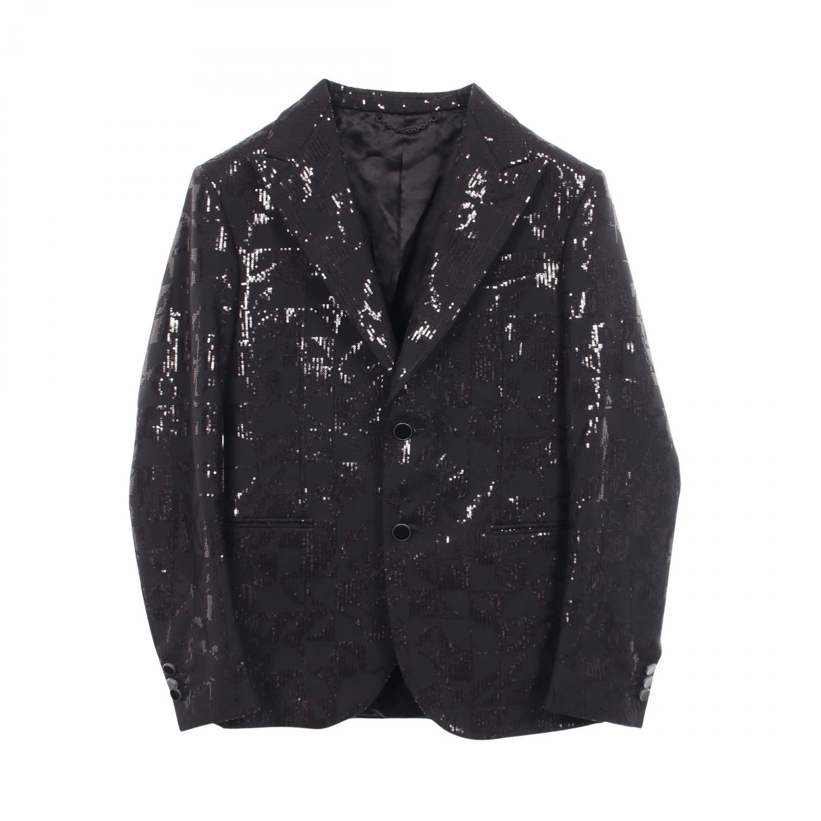 ルイ・ヴィトン LOUIS VUITTON スパンコール 総柄 テーラードジャケット 衣料品 アウター ウール メンズ ブラック系 RM222F I52 HNFJ4E 【中古】