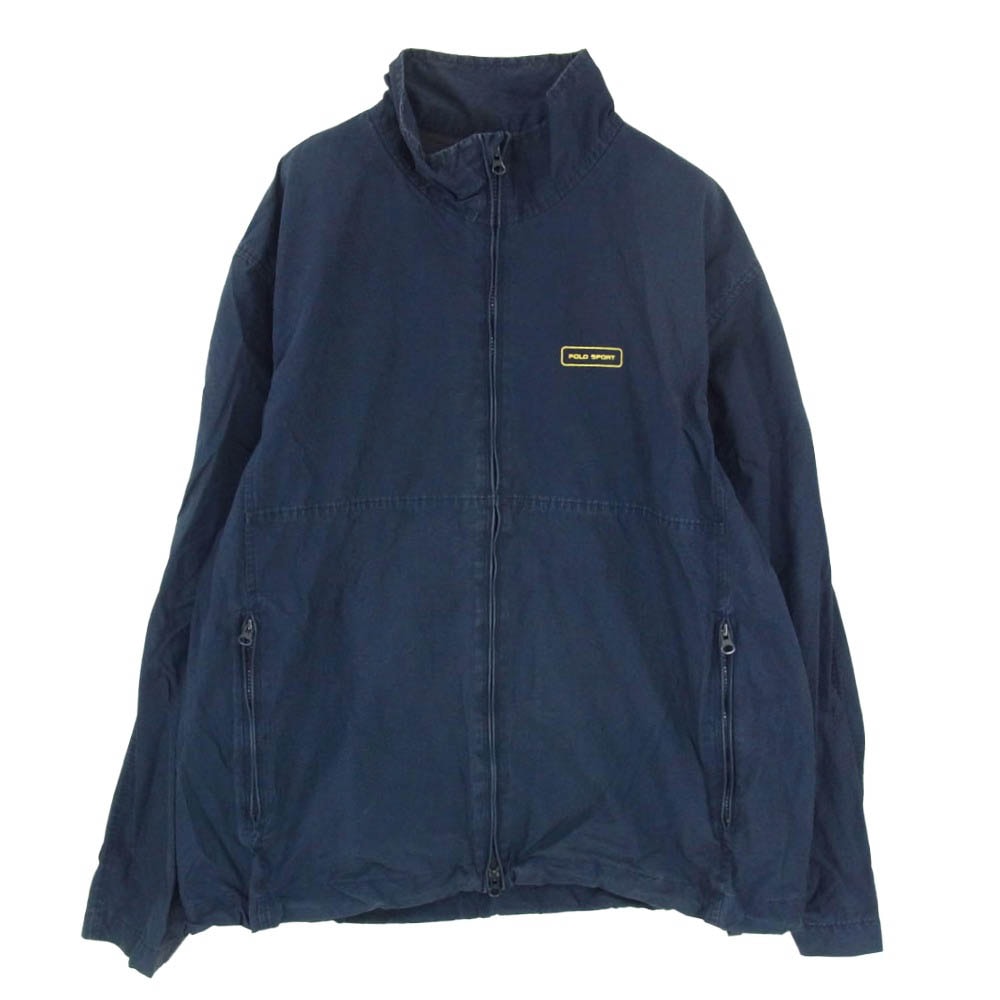 POLO RALPH LAUREN ポロ・ラルフローレン SPORT スポーツ ロゴ刺繍 ジップ コットン ナイロン ジャケット ネイビー系 XL【中古】