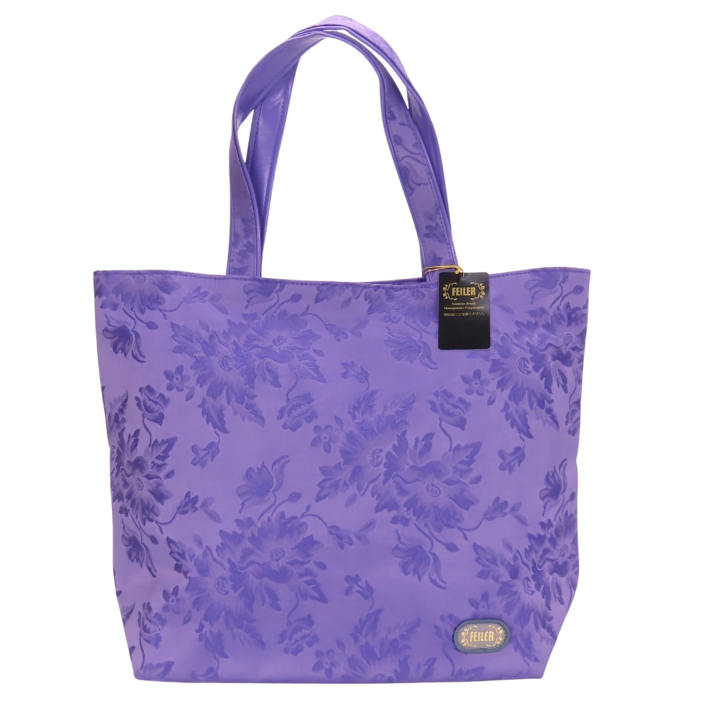 【中古】 フェイラー トートバッグ ナイロン 合成皮革 パープル 花柄 レディース 女性 FEILER