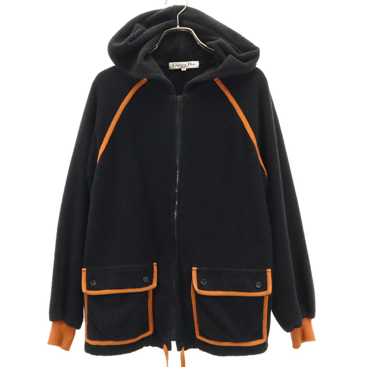 Christian Dior SPORTS クリスチャンディオールスポーツ 90s オールド 長袖 パイル ジップパーカー M ブラック