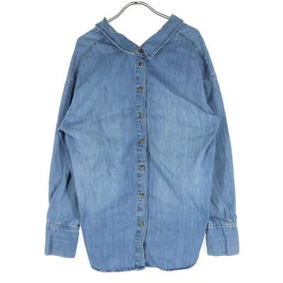 美品 ZARA ザラ 長袖 デニムシャツ XS ブルー ブラウス