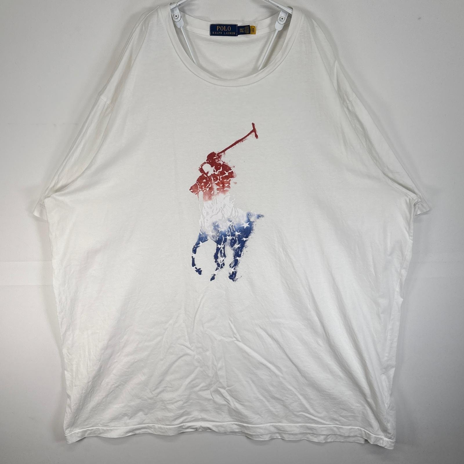 古着 ポロ・ラルフローレン POLO RALPH LAUREN 半袖Tシャツ ポニー 大判 クルーネック 大きいサイズ 3XL ホワイト プリント メンズ