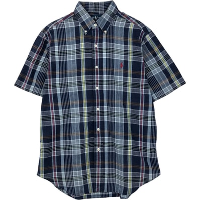 古着 ラルフローレン Ralph Lauren CLASSIC FIT 半袖 ボタンダウン チェックシャツ メンズM相当/eaa477572