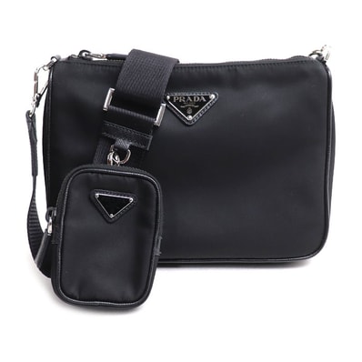 PRADA プラダ テスート ショルダーバッグ ブラック 2VH113_2DMH_F0002 ICチップ レディース【中古】