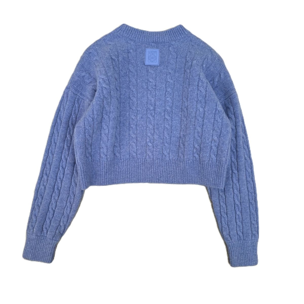 【値下げ】LOEWE ロエベ ウール ケーブルニット クロップド丈 アナグラム ラバー ワッペン付き ニット S359Y14KFL XS ウール  レディース【中古】
