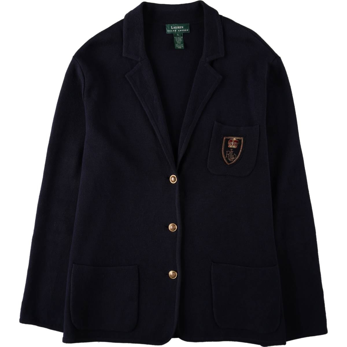 古着 ラルフローレン Ralph Lauren LAUREN ローレン 紺ブレザー テーラードジャケット レディースL相当/eaa681286