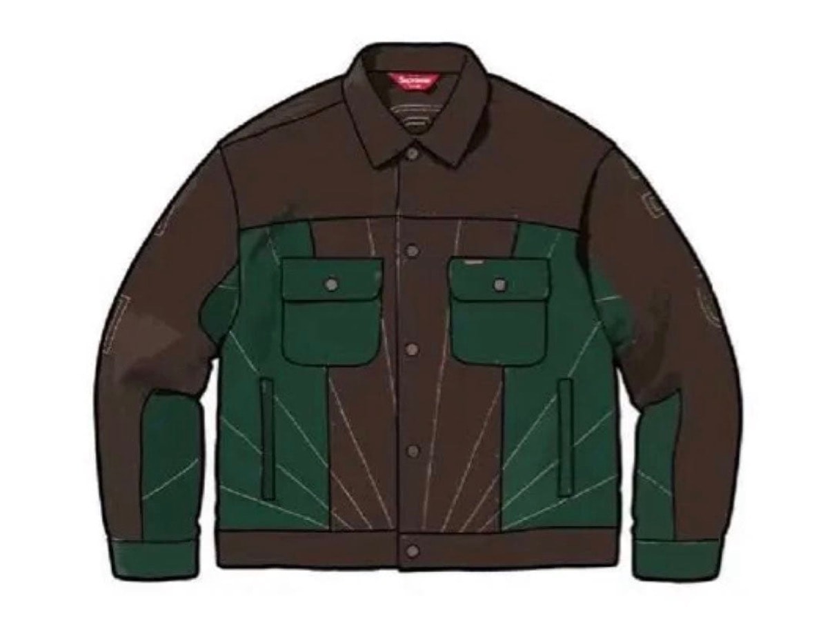 Supreme Radial Embroidered Denim Trucker Jacket "Brown"