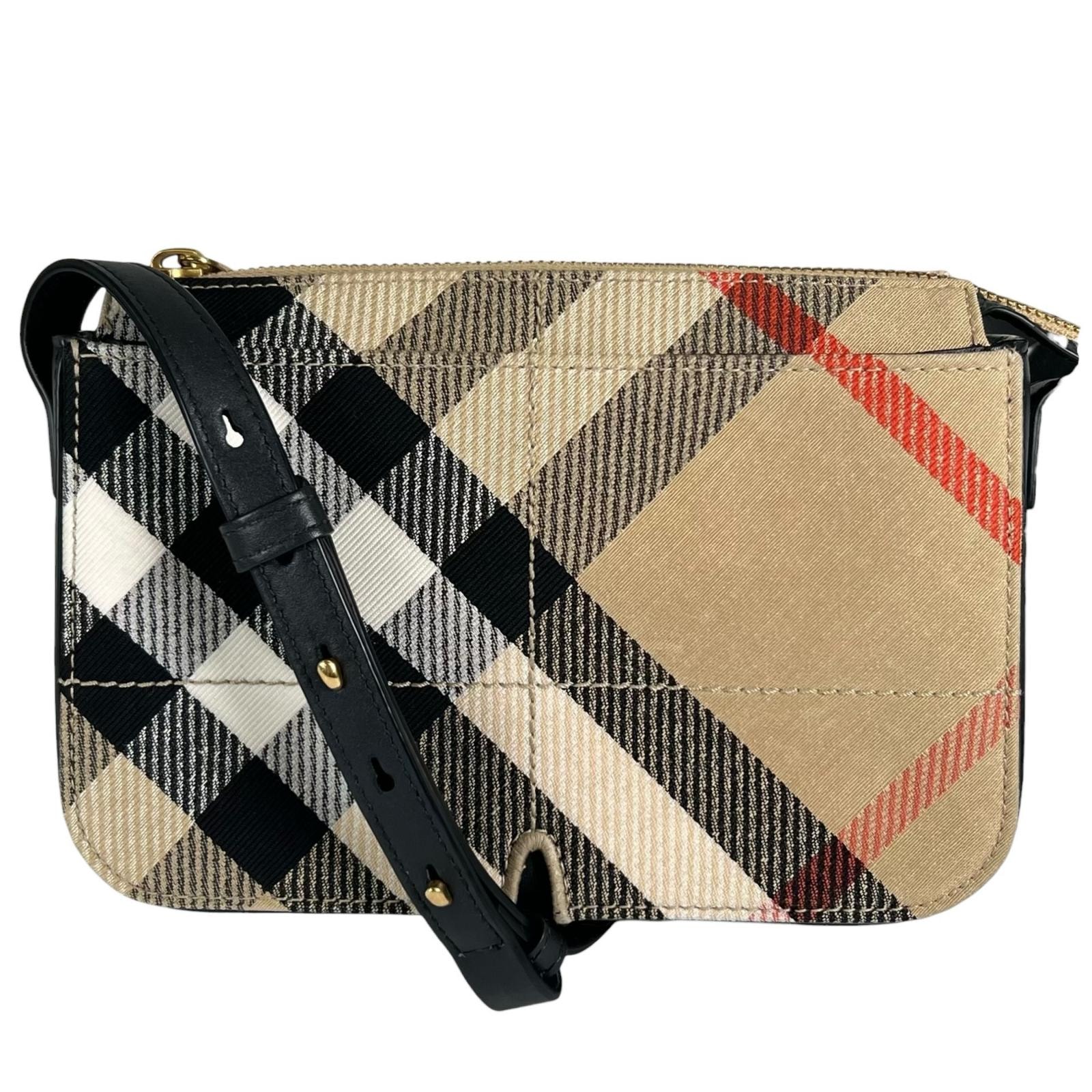 美品 BURBERRY バーバリー チェック ショルダーバッグ レザー ブラウン レディース【中古】