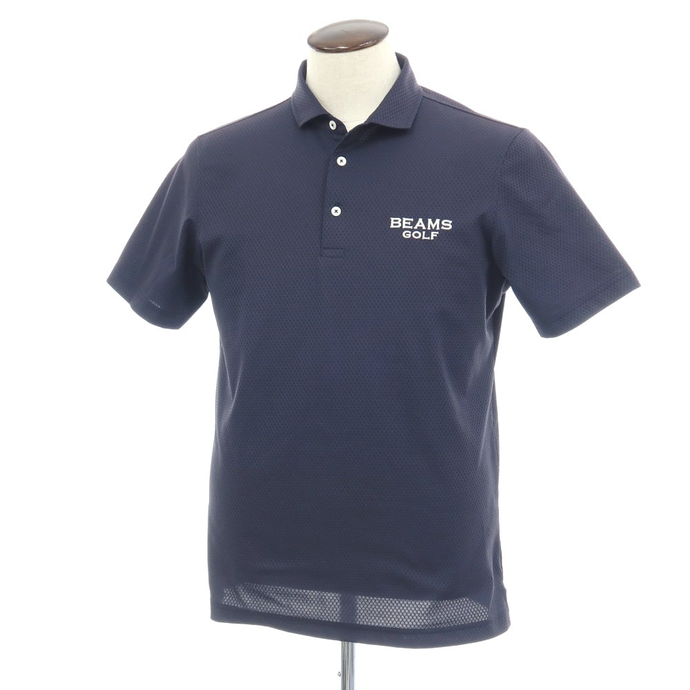 【中古】ビームス ゴルフ BEAMS GOLF ポリエステル ハニカム 半袖ポロシャツ ネイビー【サイズXL】【メンズ】