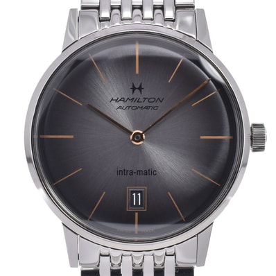 ハミルトン HAMILTON H38455181 アメリカンクラシック イントラマティック グレー 自動巻き メンズ 美品 箱・保証書付き 腕時計 J#147790