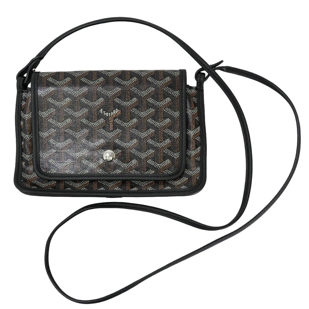 GOYARD ゴヤール ショルダーバッグ プリュメ ポーチ ウォレット 黒 (ブラック) PVCコーティングキャンバス/カーフスキン シルバー金具 PLUMETPMLTY01CL01P 準新品