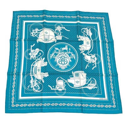 極美品 エルメス スカーフ Ex-Libris エクスリブリス ターコイズ