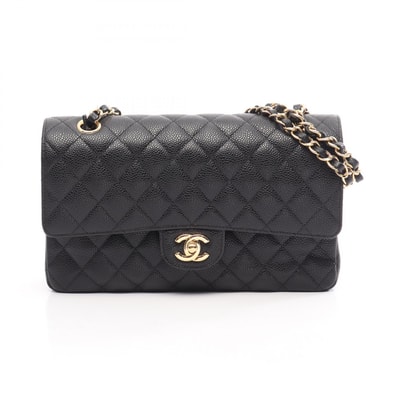シャネル CHANEL マトラッセ Wフラップ ショルダーバッグ バッグ キャビアスキン(グレインドカーフ) レディース ブラック系 【中古】