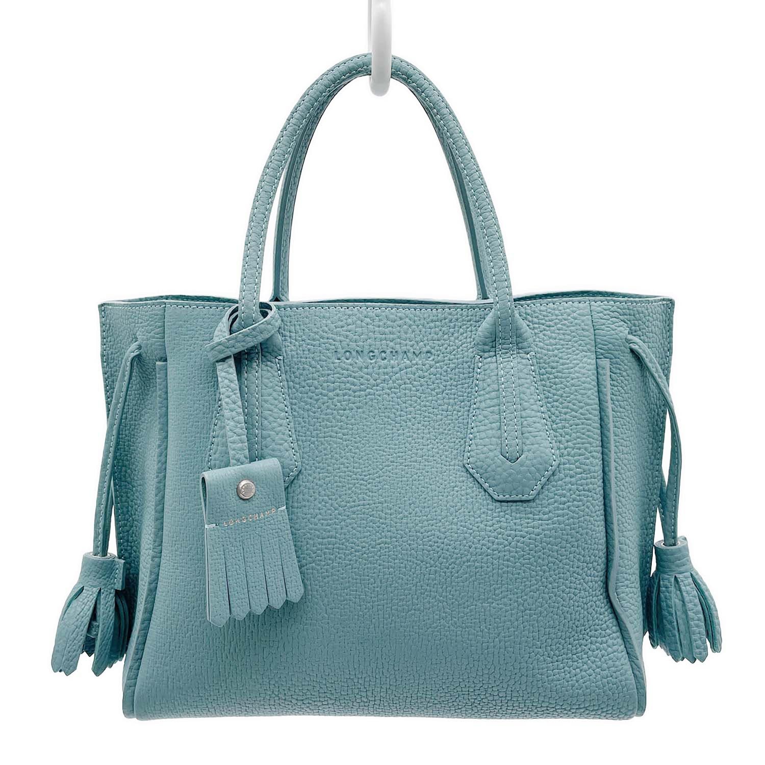 Longchamp ロンシャン Penelope ペネロペ タッセル ハンドバッグ
 トート レザー ブルー レディース
 【中古】
