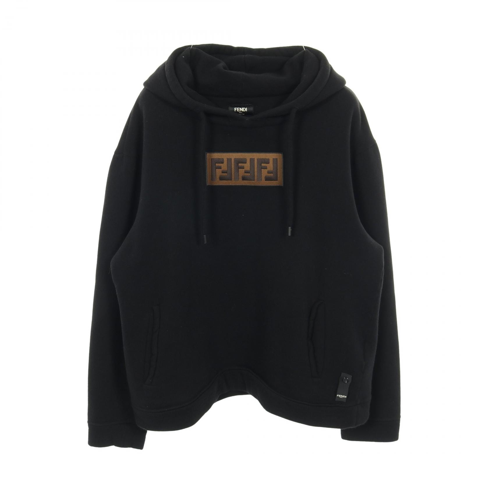 フェンディ FENDI ズッカ ボックスロゴ パーカー 衣料品 トップス コットン カシミヤ メンズ ブラック系 【中古】