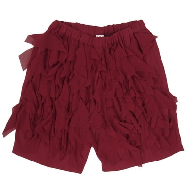 COMME des GARCONS コムデギャルソン RO-P002 AD2024 コムコム エステル フリル イージー ショート ハーフパンツ ショーツ ワイン系 M【中古】