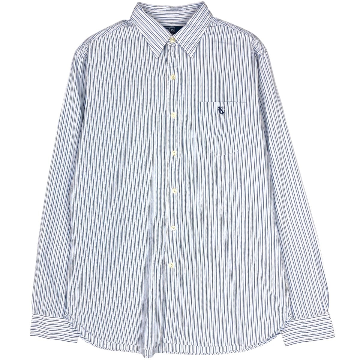古着 ラルフローレン Ralph Lauren CLASSIC FIT クラシックフィット マルチストライプ 長袖 コットンストライプシャツ メンズM相当/eaa662705