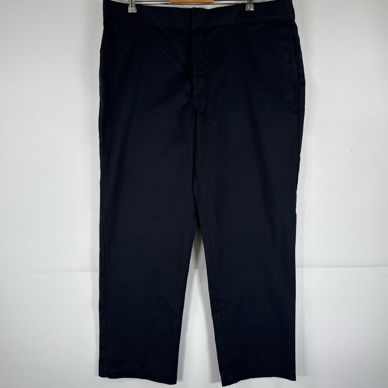 古着 ディッキーズ Dickies ワークパンツ ストレート 作業着 大きいサイズ 874 オリジナルフィット ワンポイント w42 L30 ブラック メンズ