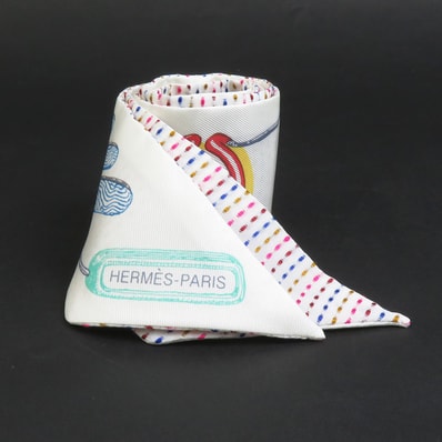 エルメス HERMES スカーフ シルク ホワイト系マルチカラー レディース【中古】 h30329f