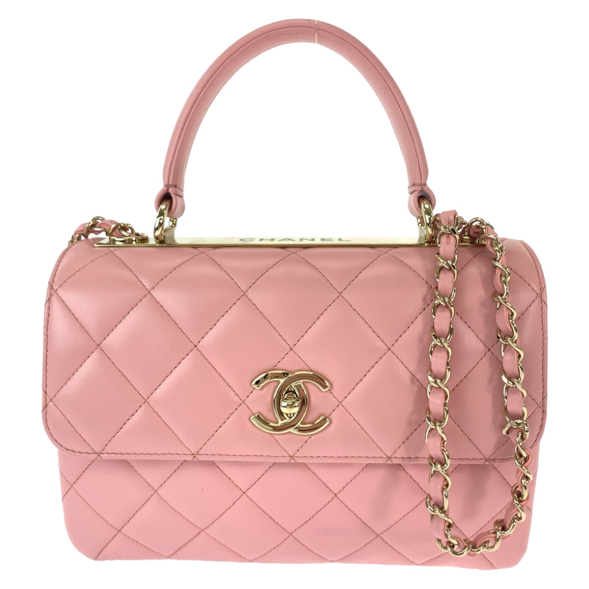 美品 CHANEL シャネル マトラッセ ココマーク ターンロック ロゴプレート ピンク ゴールド金具 ラムスキン チェーン ショルダーバッグ ハンドバッグ 2way 601859 【中古】