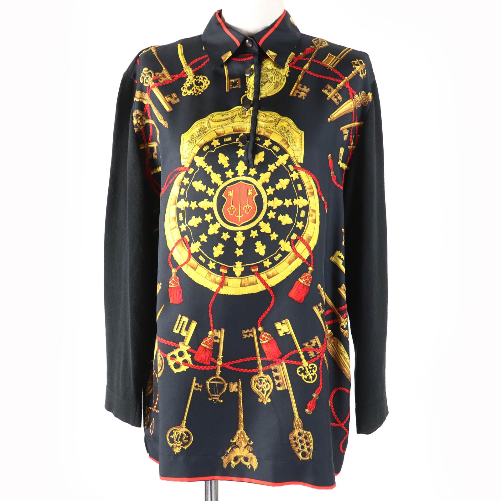美品 エルメス 長袖ポロシャツ LES CLES THE KEYS RARE M