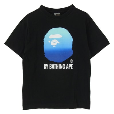 A BATHING APE アベイシングエイプ 初期 ゲームタグ 90s グラデーション ロゴ プリント Tシャツ 半袖カットソー ブラック系 M【中古】