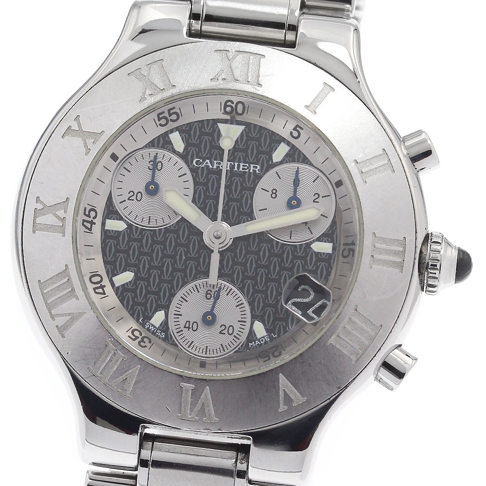 カルティエ クロノスカフ デイト W10172T2 メンズ 【中古】