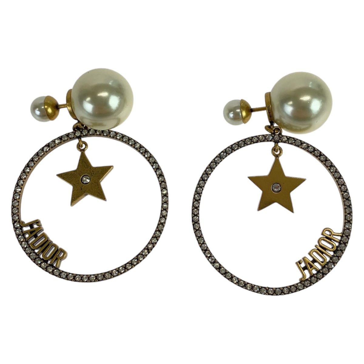 美品 Dior ディオール JA DIOR ゴールド フェイクパール /メタル ピアス フェイクパール レディース 503405 【中古】