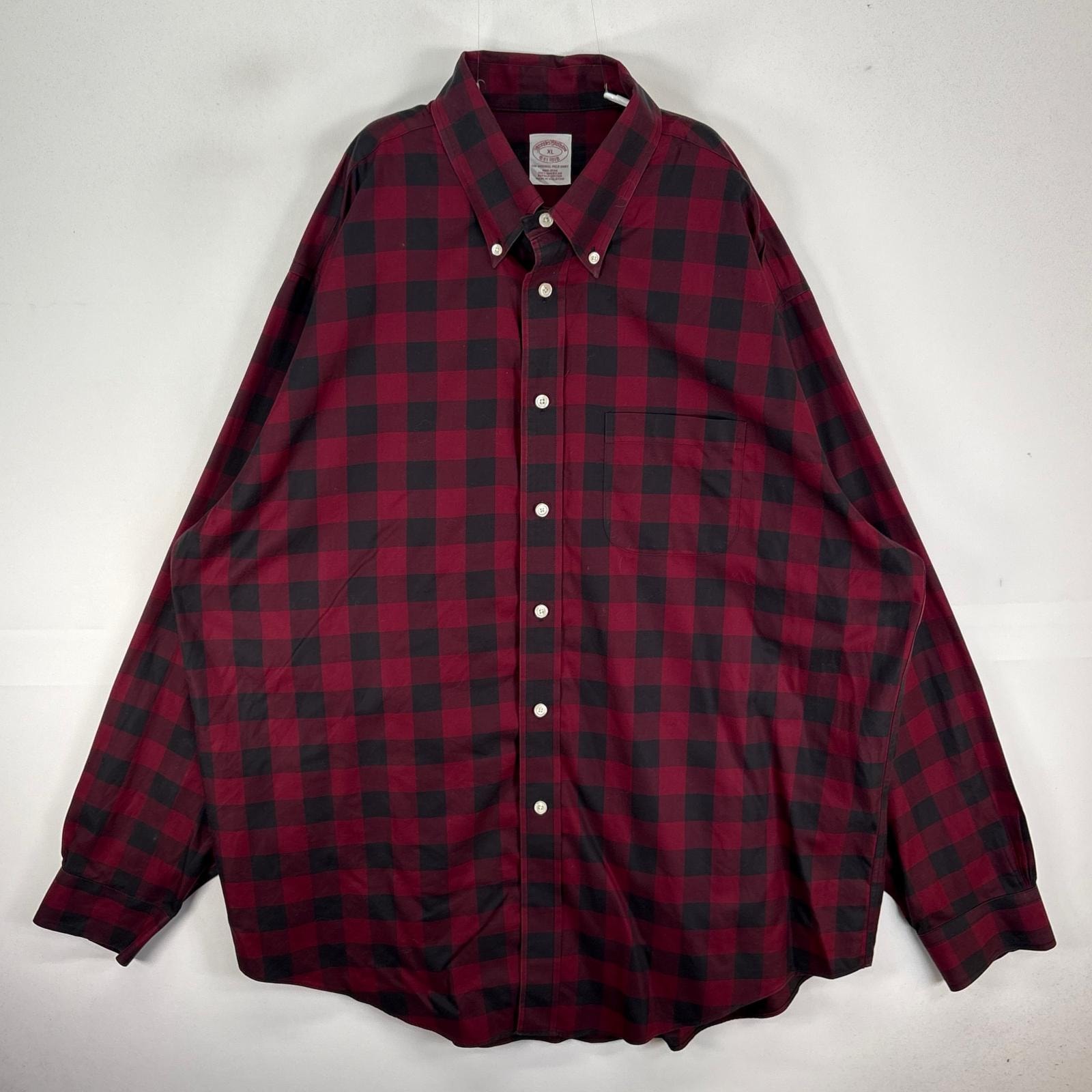 古着 ブルックスブラザーズ Brooks Brothers 長袖シャツ ボタンダウン XL レッド系 チェック メンズ