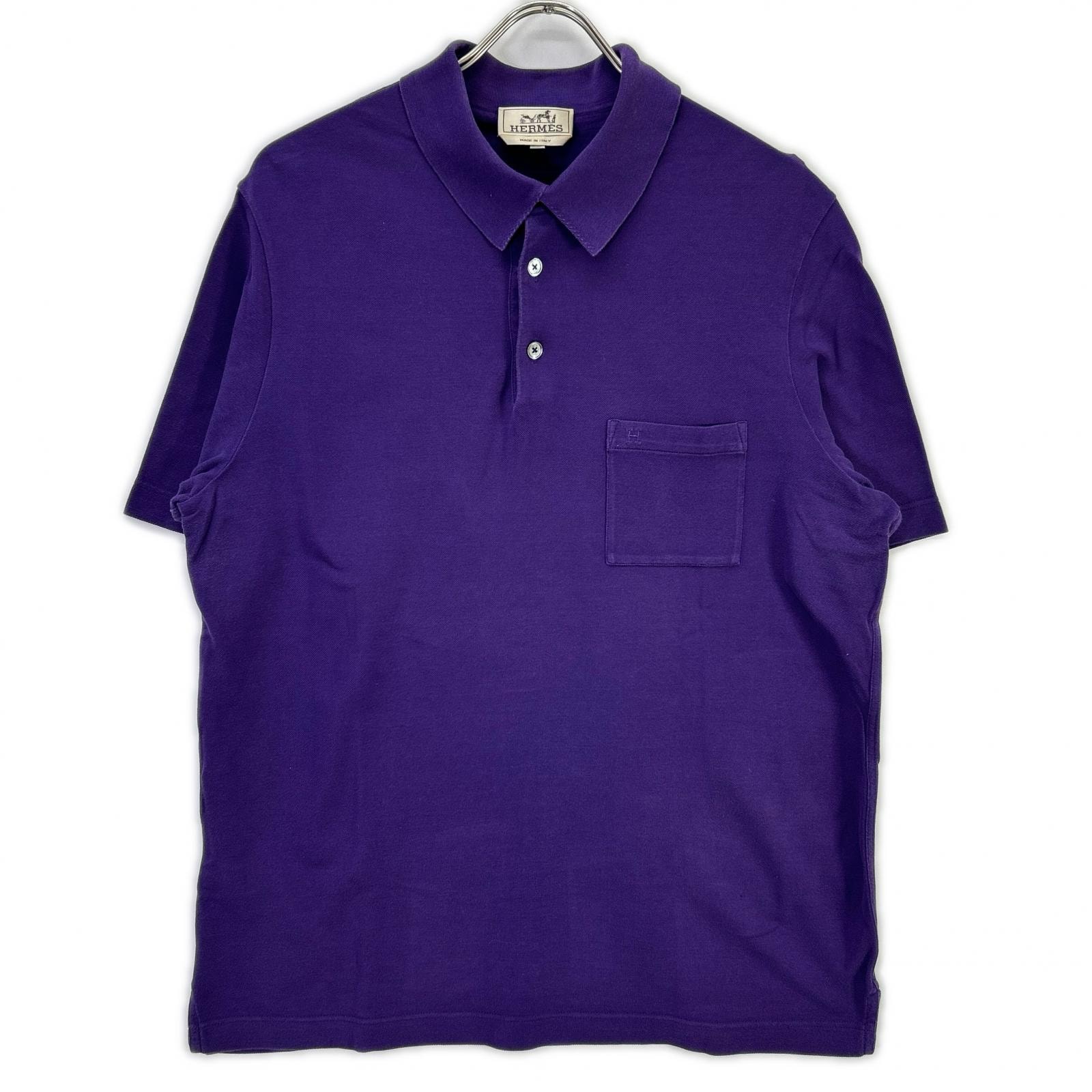 エルメス パープル ポロシャツ XL