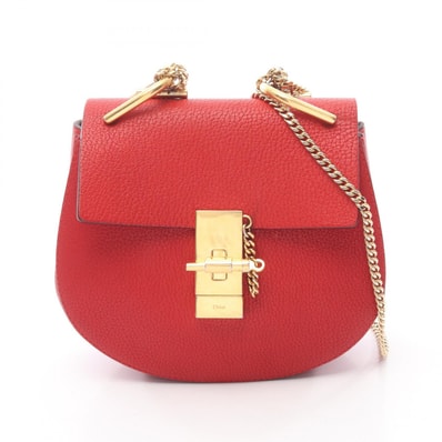 クロエ Chloe Drew ドリュー ショルダーバッグ バッグ レザー レディース レッド系 【中古】